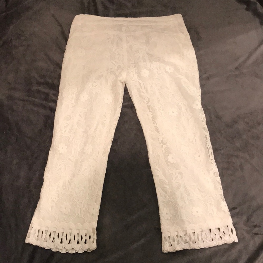 NWT White lace crop pants (Boutique)